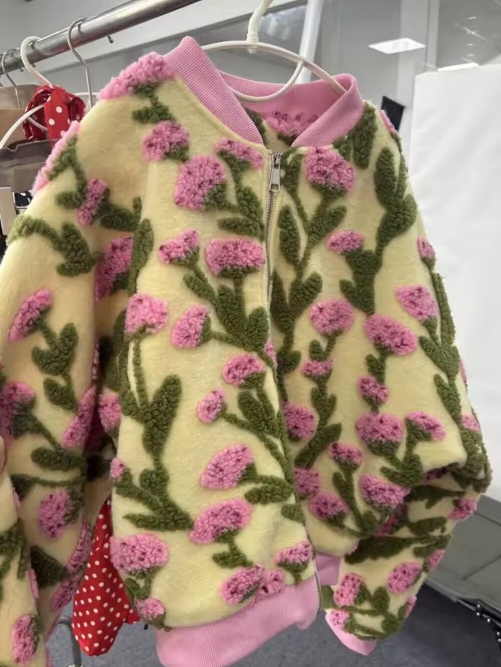 Vintage Women's 3D Floral Embossed Bomber Jacket Coat - Picture 7 of 14